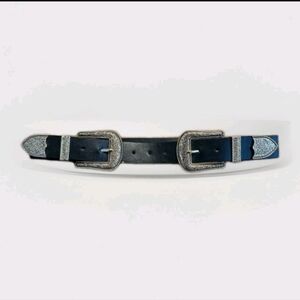 Vintage Western Style Double Buckle Faux Leather Belt Med To XL